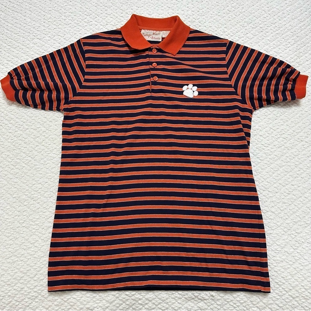 Vintage College Wear Clemson Tiger Polo Short Sleeve Shirt Size Medium - Picture 1 of 7